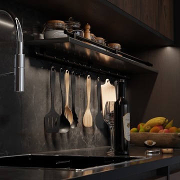 RELING KUCHENNY DRĄŻEK Z HACZYKAMI 100 CM + 12 haczykow ARTEST