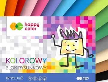 HAPPY COLOR BLOK RYSUNKOWY 15 KARTEK KOLOROWYCH A4