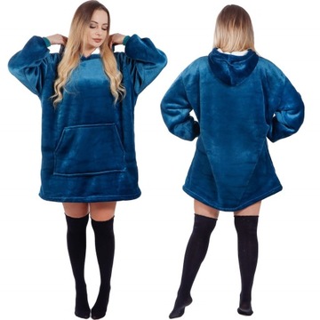 CIEPŁA BLUZA KOC OVERSIZE FUTRZAK 2W1 GRUBA XXL KOCOBLUZA KOCBLUZA SZLAFROK