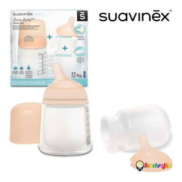 Suavinex Zestaw startowy butelka Zero Zero 180ml, smoczek 0m+, woreczek