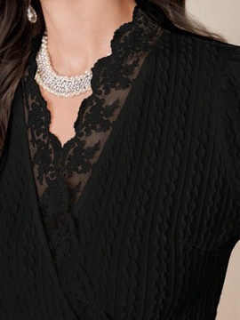 Shein czarna sukienka maxi z długim rękawem XL