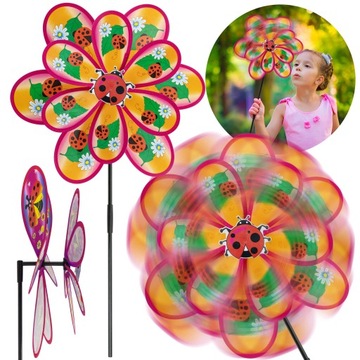 ЦВЕТНАЯ ВЕТРЯНАЯ МЕЛЬНИЦА ДЛЯ ДЕТСКОГО САДА МЕЛЬНИЦА ДВОЙНОЕ УКРАШЕНИЕ САДОВОГО САДА