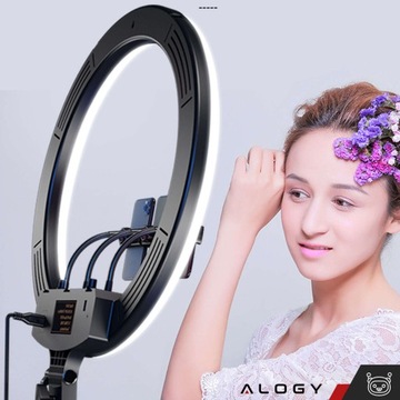Lampa pierścieniowa LED Ring do zdjęć selfie statyw + 3x uchwyt do telefonu