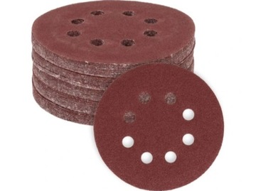 PAPIER ŚCIERNY KRĄŻKI Z OTWORAMI RZEP 125MM P150 ZESTAW 50 SZTUK