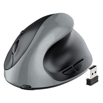 Bezprzewodowa mysz pionowa Ergonomiczna mysz do gier, 3 srebrne ładowanie