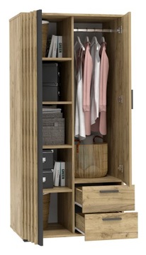 Zestaw mebli młodzieżowych z lamelami MONTANA biurko komoda regały szafa