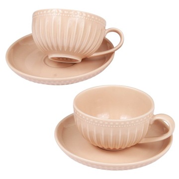 Filiżanka ze spodkiem CERAMIKA zestaw 2 szt BEIGE beżowa