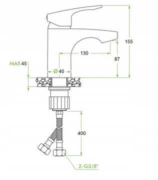 Deszczownica bateria wannowa termostat +umywalkowa