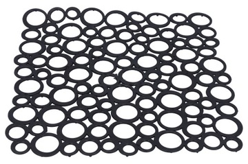 Коврик под раковину, черный, квадратный, 28 см, защитная резиновая вставка, решетка