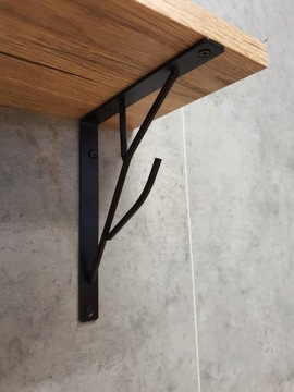 PÓŁKA ŚCIENNA W STYLU LOFT 52cm ANTRACYT podpórka