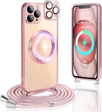 Pokrowiec na smycz do iPhone 11 Pro Glitter etui kompatybilne z MagSafe, pe