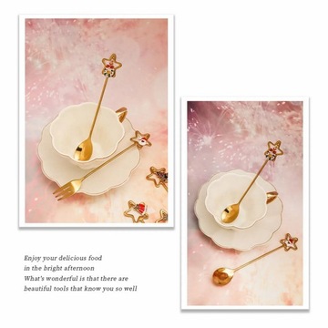 Посуда из нержавеющей стали, креативная милая рождественская звезда, ложка, вилка для фруктов