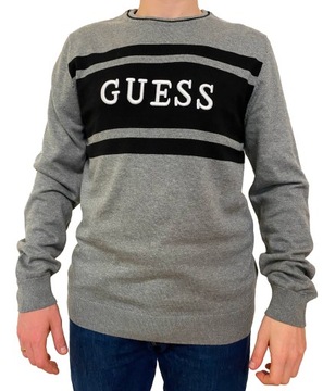 GUESS SWETER MĘSKI BAWEŁNIANY ELEGANCKI HAFT M