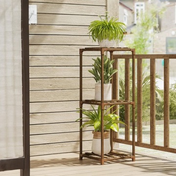 ДЕРЕВЯННАЯ ПОДСТАВКА ДЛЯ ЦВЕТОВ ЦВЕТОЧНЫЕ кашпо РАСТЕНИЯ КНИЖНЫЙ ШКАФ С 3 ПОЛКАМИ