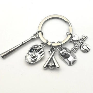 1pc I Love Baseball Keychain Baseball Gloves Hat Baseball Bat Key Ring Base