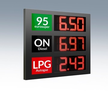 Pylon Cenowy Dwustronny 3 paliwa, Wyświetlacze LED 30cm czerwone 18.88