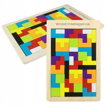 PUZZLE DREWNIANE UKŁADANKA TETRIS KLOCKI 40 ELEM