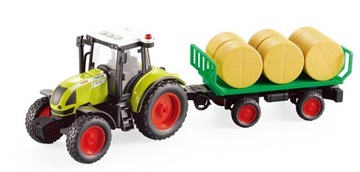 DUŻY TRAKTOR PRZYCZEPA DO TRANSPORTU SIANA + 6 bel
