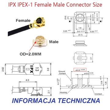Розетка Pigtail MHF4-IPX4 / вилка UFL-IPX1 5см