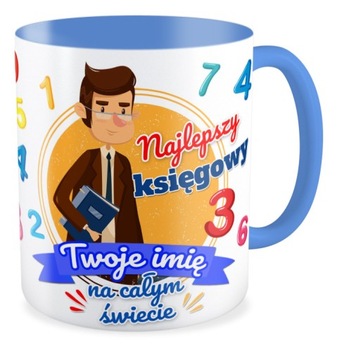 Kubek niebieski NAJLEPSZY KSIĘGOWY Twoje imię