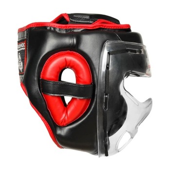 KASK BOKSERSKI TRENINGOWY SPARINGOWY Z MASKĄ KRATĄ BEZPIECZNY BUSHIDO L