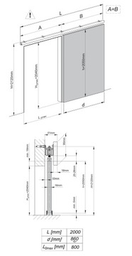 Двери раздвижные настенные ARTI PLUS 80