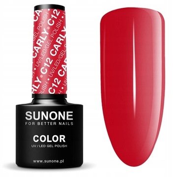 SUNONE LAKIER HYBRYDOWY C12 DO PAZNOKCI CARLY CZERWONY RED UV/LED ML 5G