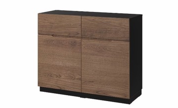 IKEA KLACKENAS Kredens, czarny/okleina dębowa brązowa bejca, 120x97 cm