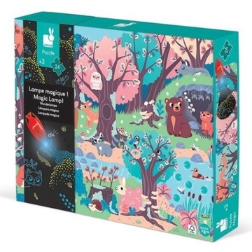 JANOD Świecące puzzle z mini lampką UV Las 24el.3+