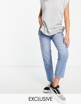 Stradivarius Mom jeans niebieskie dziury EU 34