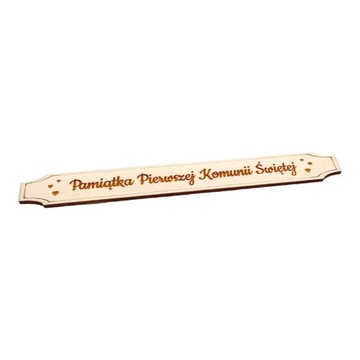 Tabliczka z napisem drewniana 12cm komunia chrzest