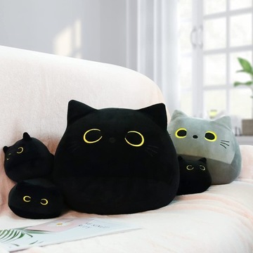 Подушка для спящего кота Мягкие игрушки плюшевые черные 38см