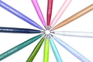 Ручки для каллиграфии PENTEL Sign Pen Brush, 12 пастельных тонов