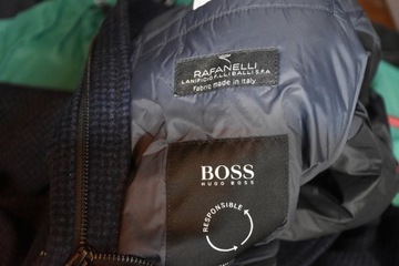 Hugo Boss Camron3 płaszcz męski 48 wełna 80% ocieplony pepitka Rafanelli