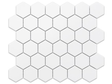 MOZAIKA CERAMICZNA HEKSAGON WHITE BIAŁY MATOWY