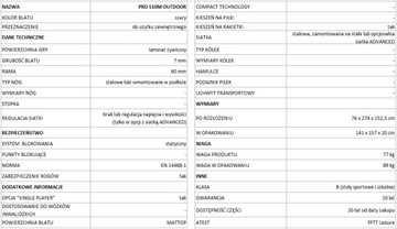 НАСТОЛЬНЫЙ ТЕННИСНЫЙ СТОЛ НА УЛИЦЕ PRO 510M СЕРЫЙ КОРНИЛО