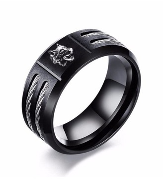 ЧЕРНОЕ КОЛЬЦО С ПЕЧАТКОЙ КОЛЬЦО С ВОЛКОМ R20