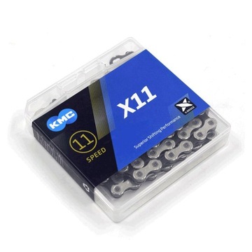 Велосипедная цепь KMC Цепь KMC X11 рядов черная и серебряная
