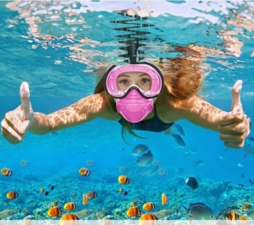 Полнолицевая маска для дайвинга, розовая, L/XL