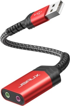 KARTA DŹWIĘKOWA USB SŁUCHAWKI MIKROFON 15CM JSAUX