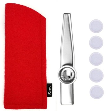 Srebrne KAZOO Czerwone ETUI + MEMBRANY