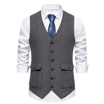 Men's Formal Suit Vest Retro V-neck Waistcoat Sing