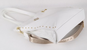 Laura Biaggi torebka klasyczna shopper skóra ekologiczna biały