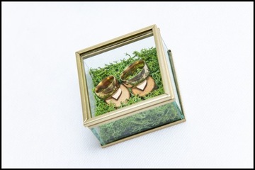 СТЕКЛЯННАЯ КОРОБКА ДЛЯ ОБРУЧАЛЬНЫХ КОЛЬЦ С МХОМ