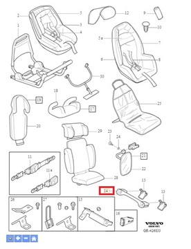 OSŁONA FOTELIKA ISOFIX VOLVO S60 I S80 I V70 II