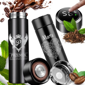Термокружка TERMOS GIFT IDEAS Мама-папа Датчик температуры