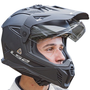 KASK MOTOCYKLOWY LS2 MX702 PIONEER II CZARNY MAT L Enduro Adventure Cross