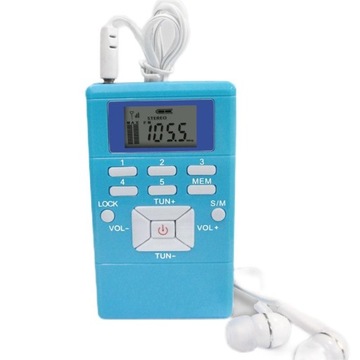 Портативное мини-радио LCD FM с наушниками белое