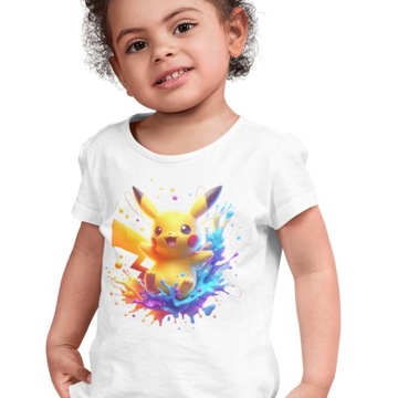 T-SHIRT KOSZULKA DZIECIĘCA BAWEŁNIANA Z NADRUKIEM POKEMON PIKACHU 104 110
