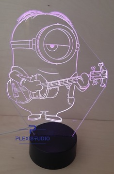 LAMPKA NOCNA 3D LED MINIONKI MULTIKOLOR PILOT USB
